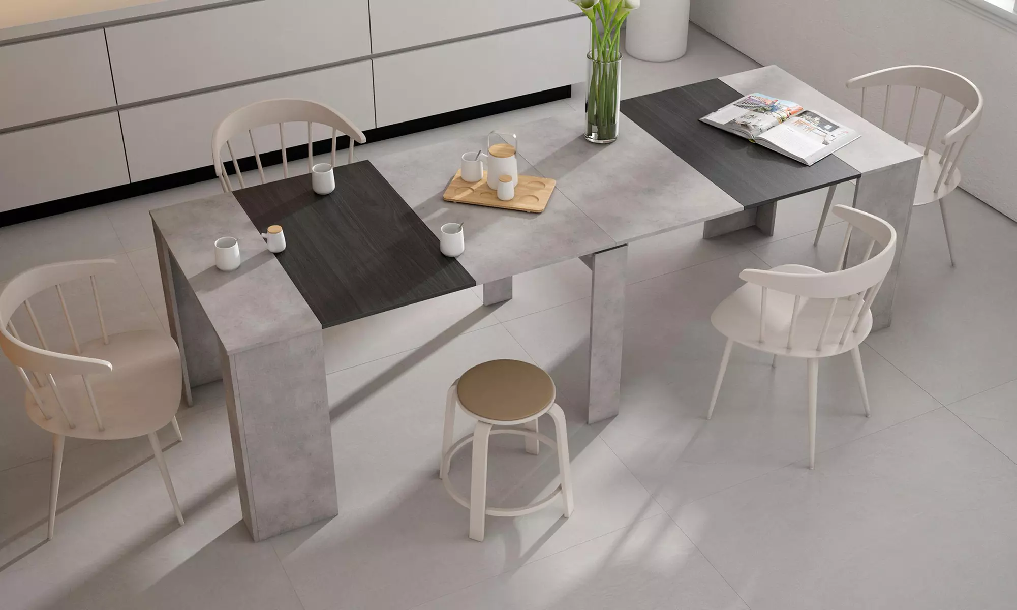 Uitschuifbare tafel voor maximaal 10 of 12 personen