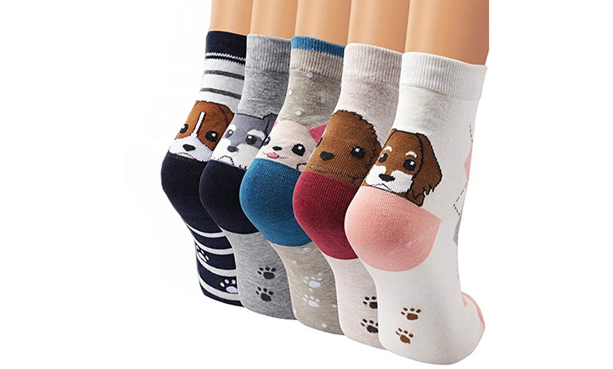 Image 5: Five or Ten Pairs of Women's Dog Socks