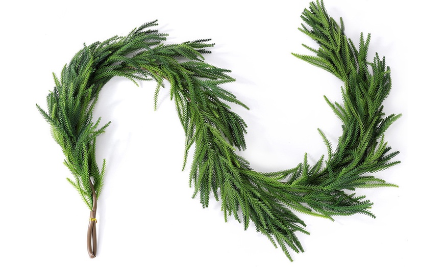 Image 5: Christmas Norfolk Pine Garland Rattan Greenery Garland