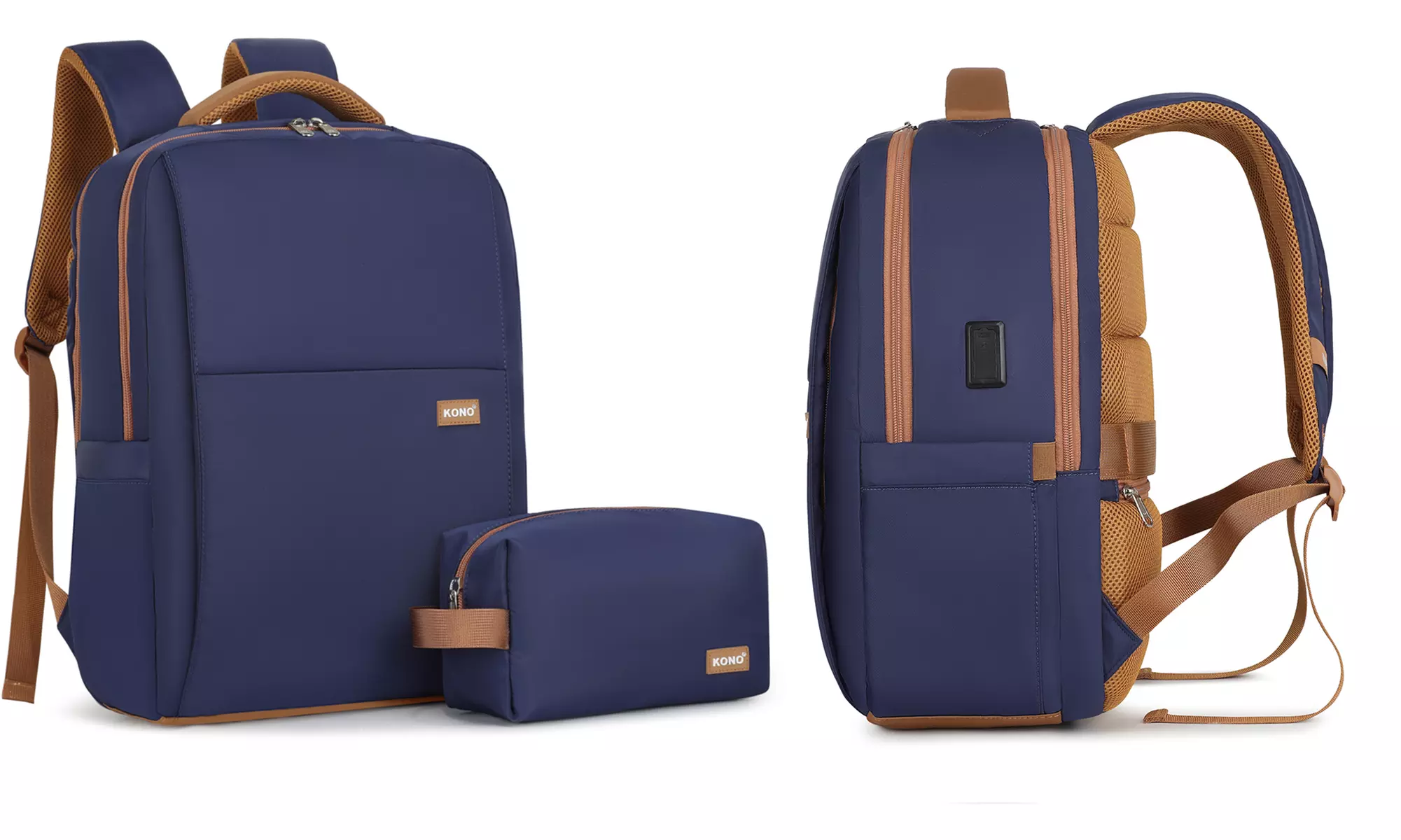 KONO Laptop-Rucksack mit USB-Ladefunktion