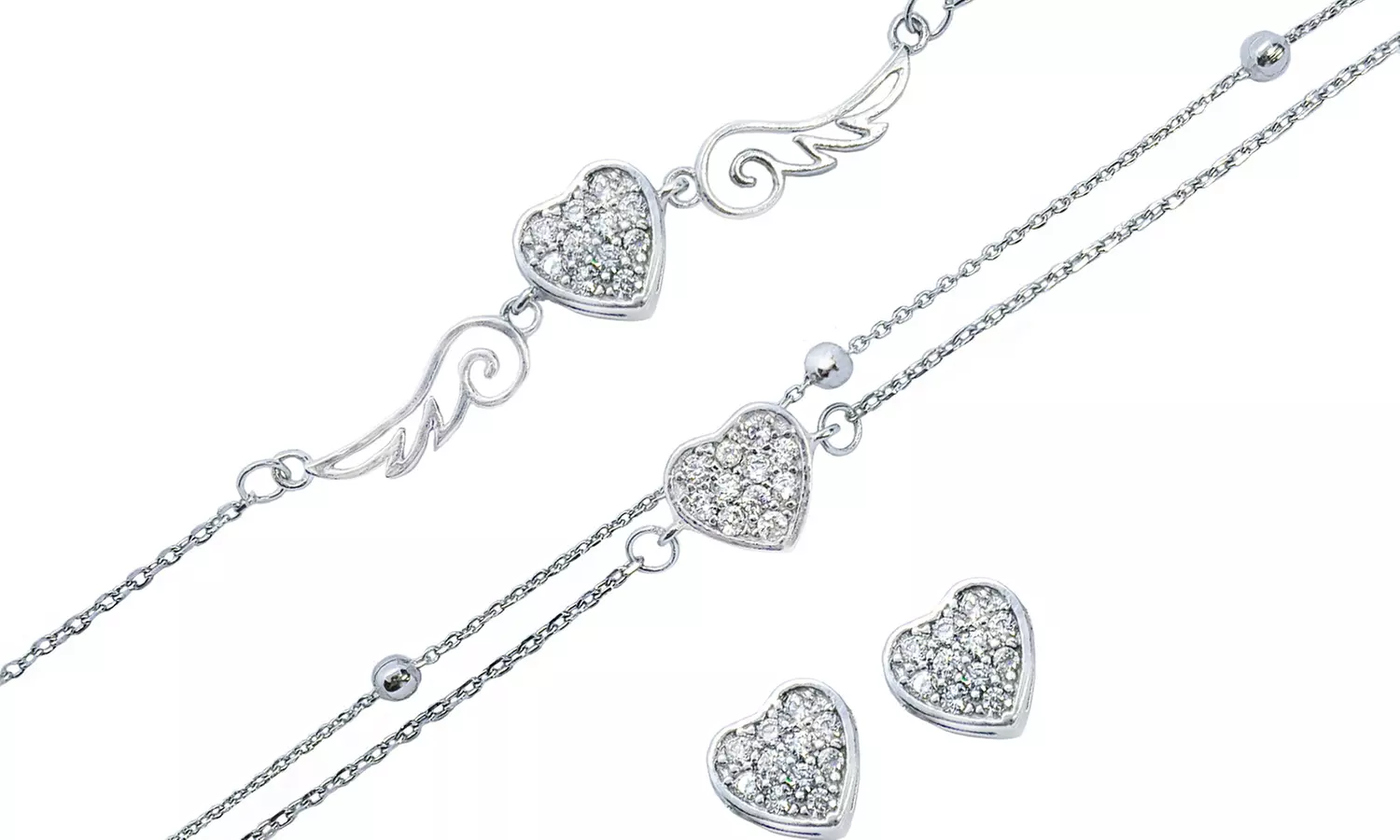 Ensemble de bracelet, bracelet de cheville et boucles d'oreilles en argent sterling et germanium - Primary Image