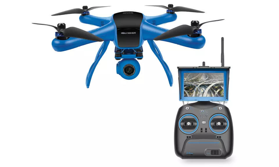 Raptor Quadcopter Drone with Gimbal-Mounted Full HD Camera and Live-View LCD Screen - Primary Image
