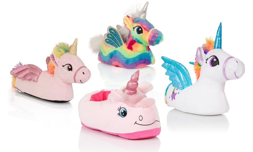 Image 1: Girls' Unicorn Slippers