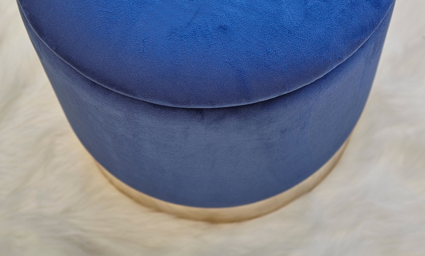 Image 16: Velvet Ottoman Upholstered Stool