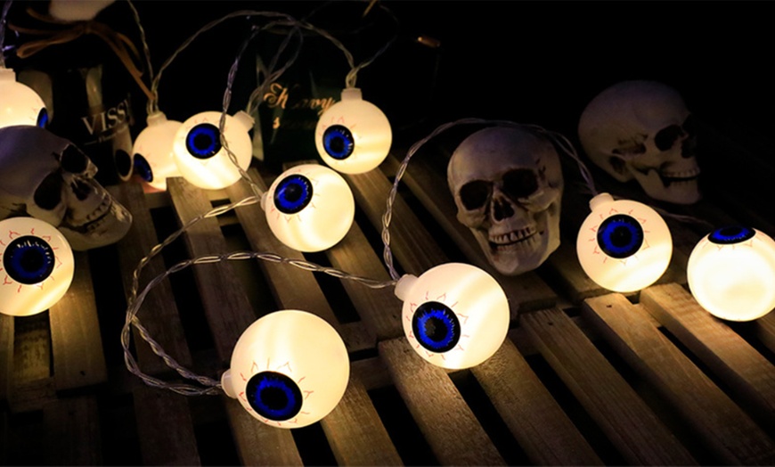 Image 2: 10 or 20 Halloween Ghost Eye String Lights