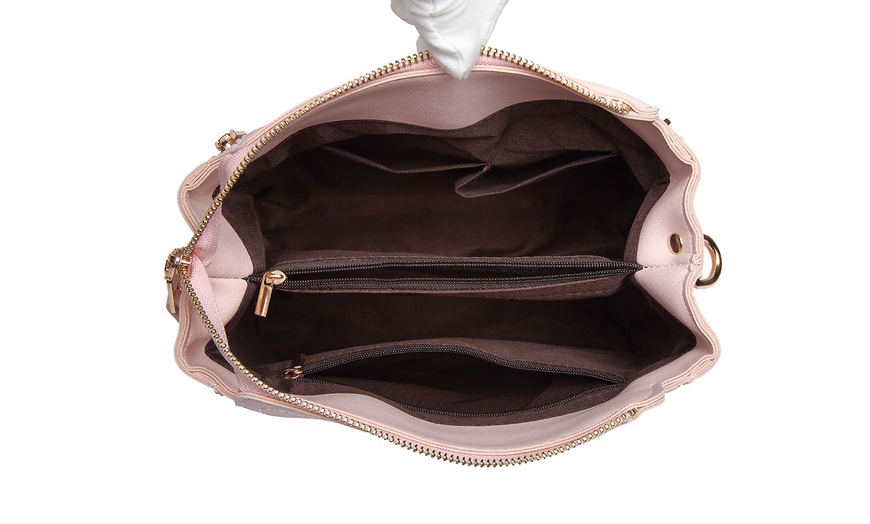 Image 13: Leather Look Practical Large Capacity Crossbody Bag