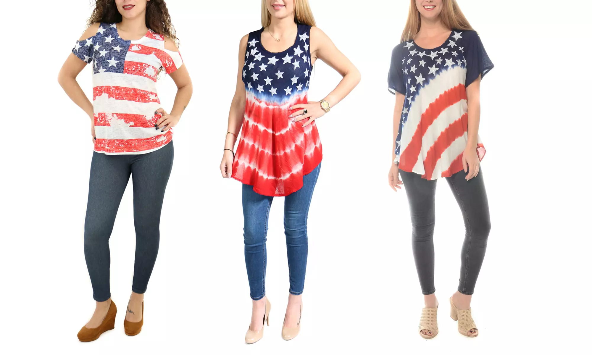 American Flag Star and Stripe Print Top or Tunic - Primary Image
