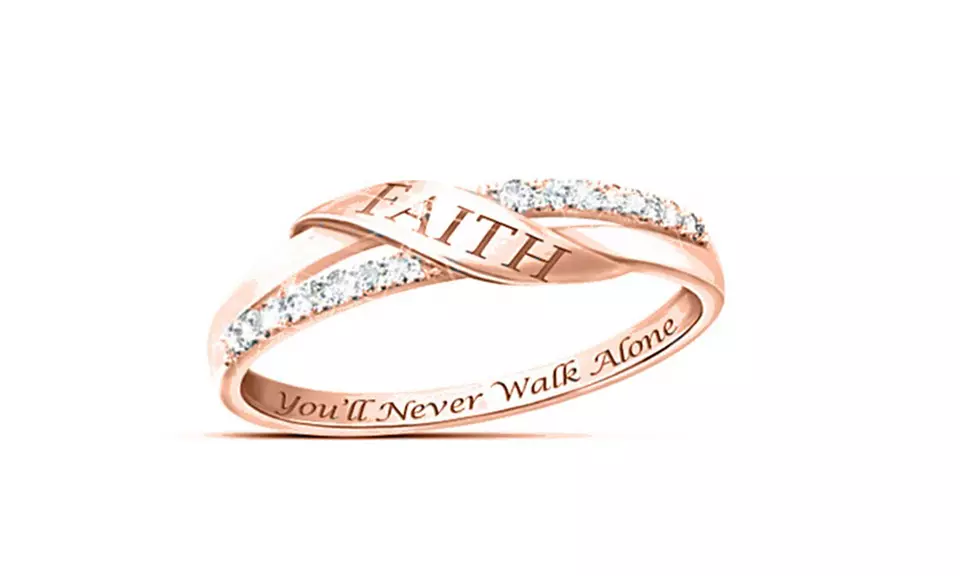 Engraved Faith You'll Never Walk Alone Ring Band
