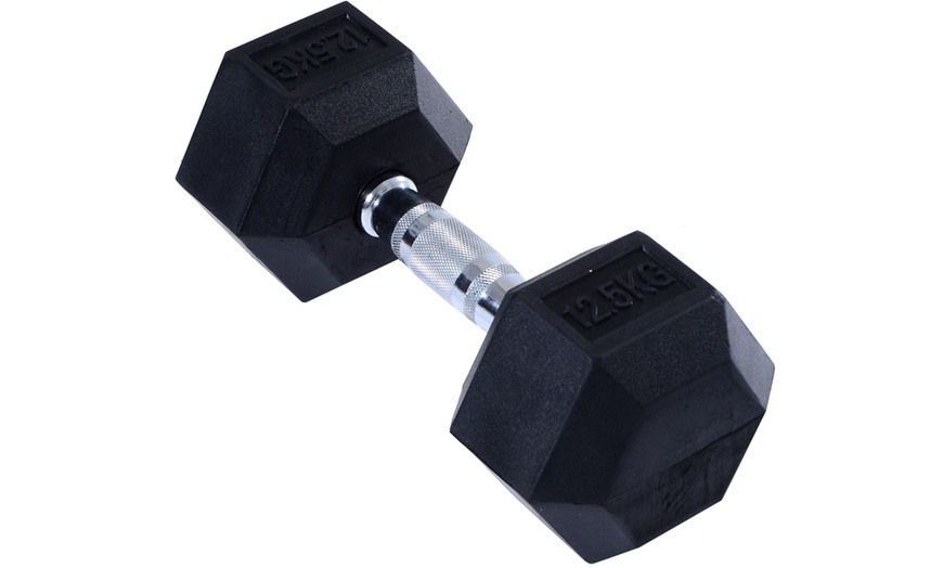 Image 35: Rubber Hexagonal Dumbbells