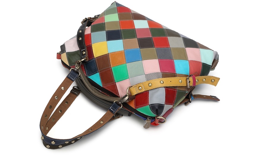 Image 6: Genuine Leather Exquisite Patchwork Handbag 