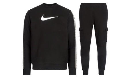Nike Men's Black Repeat Tracksuit Set In Classic : S