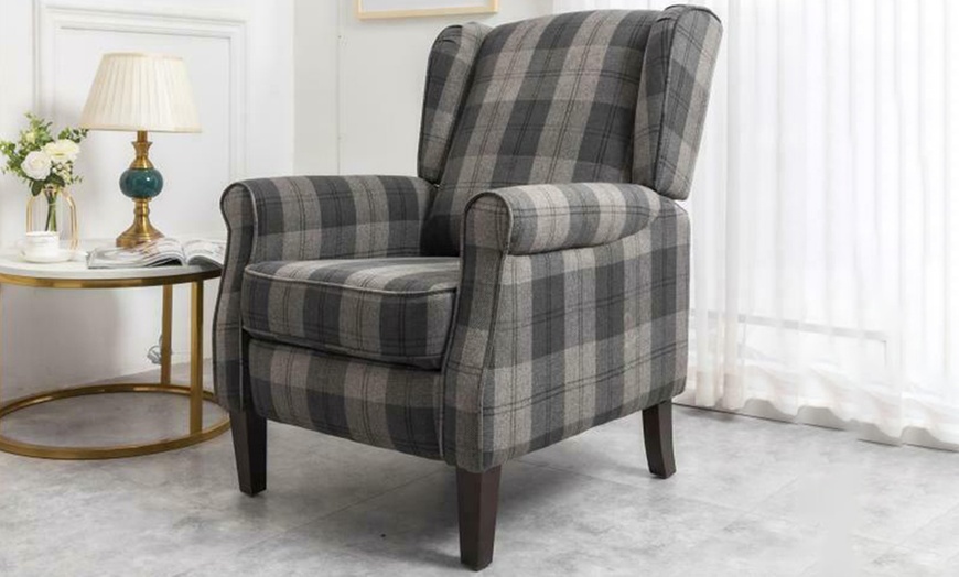 Image 13: Russell Wing-Back Recliner Armchair