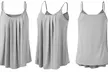 Doublju Women's Front Pleated Cami Tank Top. Plus Sizes Available. - Second Medium