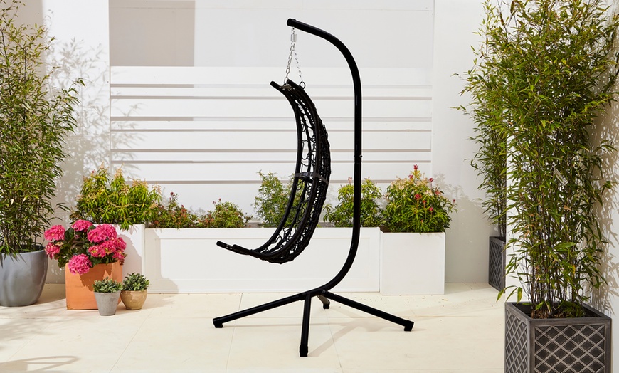 Image 3: Neo Egg Foldable Swing Hanging Chair With Cushions