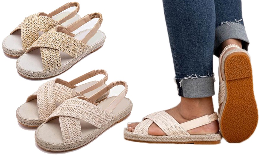 Image 1: Straw Hemp Rope Sandals