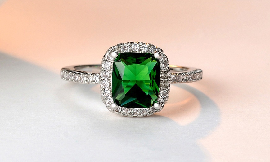 Image 1: Green Cubic Zirconia Ring