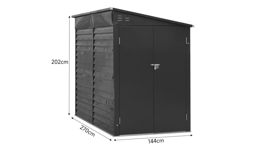 Image 5: Charcoal Black Steel Outdoor Garden Storage Shed