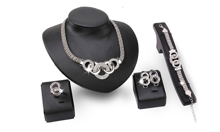 Image 3: 1x oder 2x 4-teiliges Schmuck-Set mit Swarovski®-Kristallen