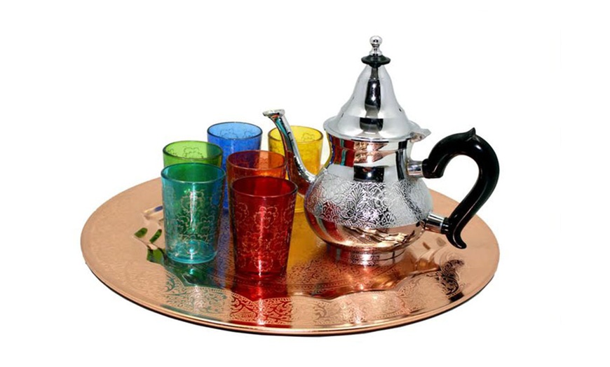 Image 4: Moroccan Tea Serving Tray Set