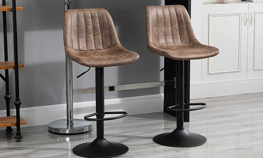 Image 8: HomCom Twin Set of Bar Stools