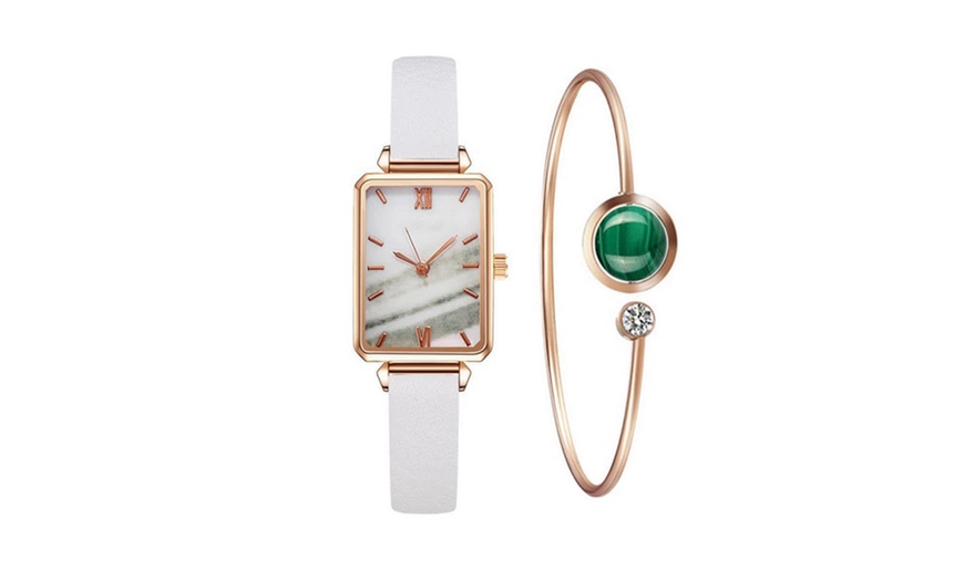 Image 5: Women's Rectangle Face Watch and Bracelet Set