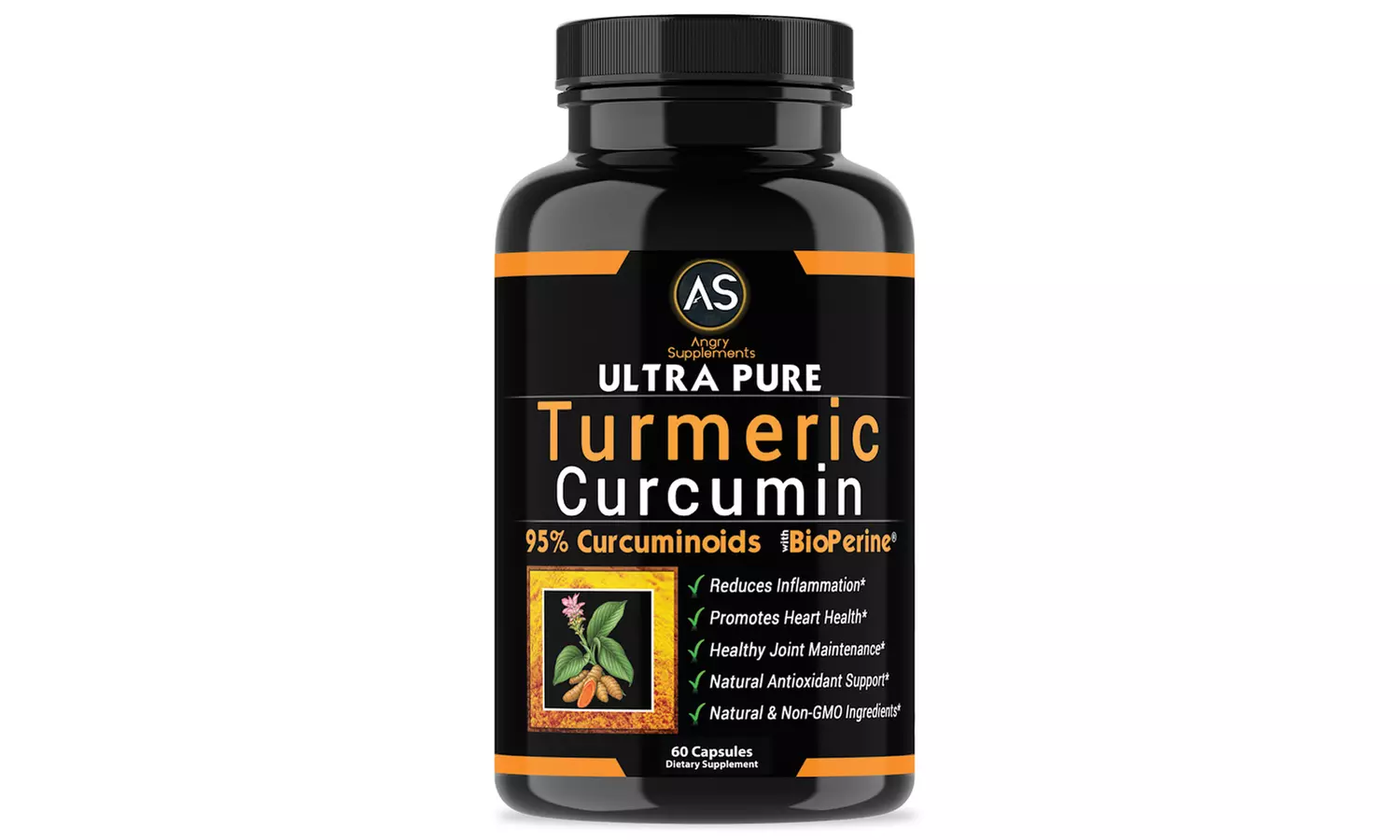 Ultra Pure Turmeric Curcumin 95% Dietary Supplement (1-, 2-, or 3-Pack, 60 Capsules Each) - Second Medium