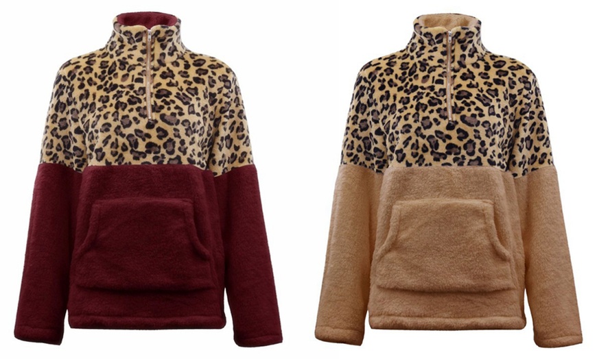 Image 11: Animal Print Plush Sweater