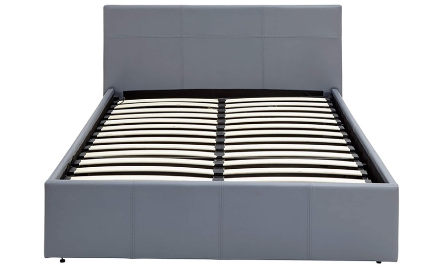 Image 3: Modernique Faux Leather Bed Frame with Hidden Storage