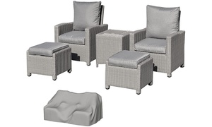  Outsunny Two-Seater Rattan-Effect Lounge Set with Cooler Table 