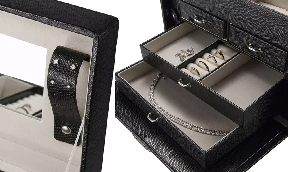 Cheri Bliss Embossed Black Jewelry Case - Second Medium
