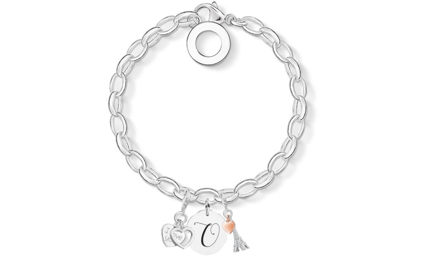 Image 16: Initial Charm Bracelet Made with Crystals from Swarovski®