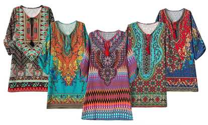 Front Tie Boho Printed Mini Dress