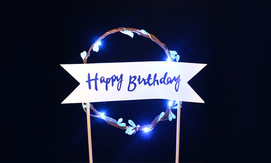 Image 2: Happy Birthday LED Cake Topper