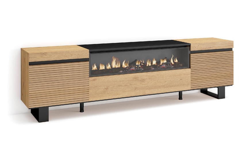 Image 23: Mueble para TV con acabado en roble y opción a chimenea eléctrica