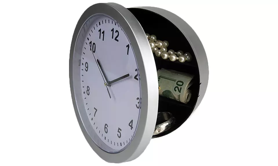 Evelots Mountable Round Wall Clock with Hidden Safe - Second Medium