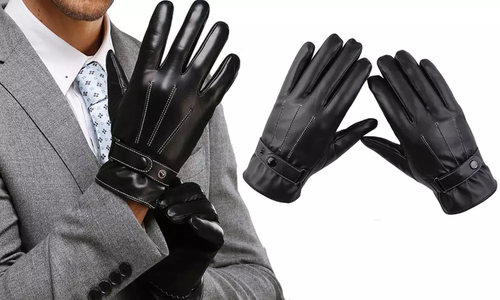 1 ou 2 gants tactiles pour homme en similicuir - Primary Image