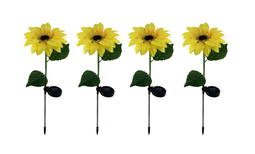 Image 3: Two or Four Packs of Solar Powered Garden Decorations Sunflower Lights