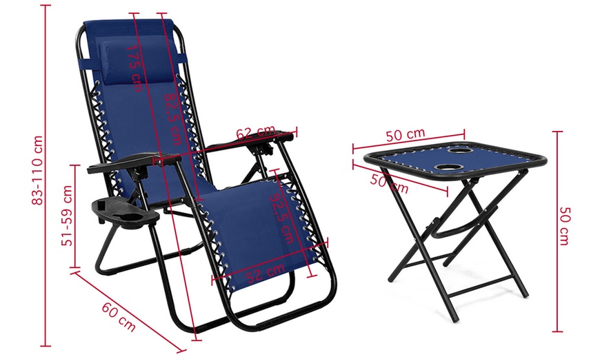 Image 6: Set van 2 tuinstoelen 'Zero Gravity' met een buitentafel