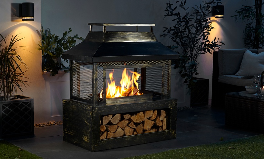 Image 1: Contemporary Bronze Effect Log Burner