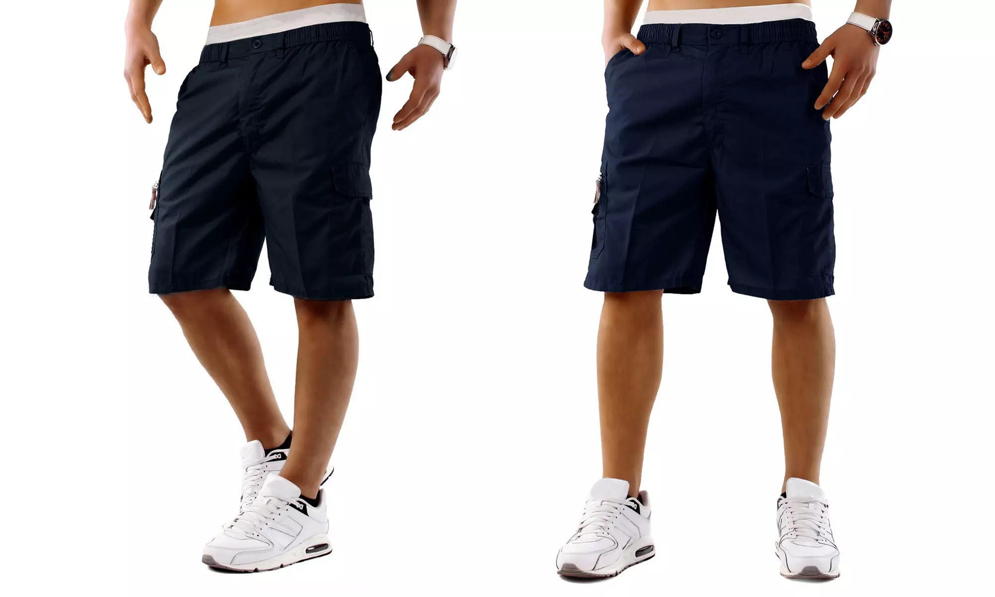 Set di 4 bermuda da uomo cargo in misto cotone