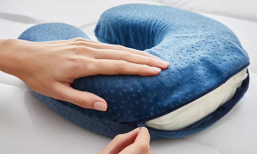Image 4: PIKOLIN - Almohada de viaje viscoelástica, transpirable y suave con funda lavable