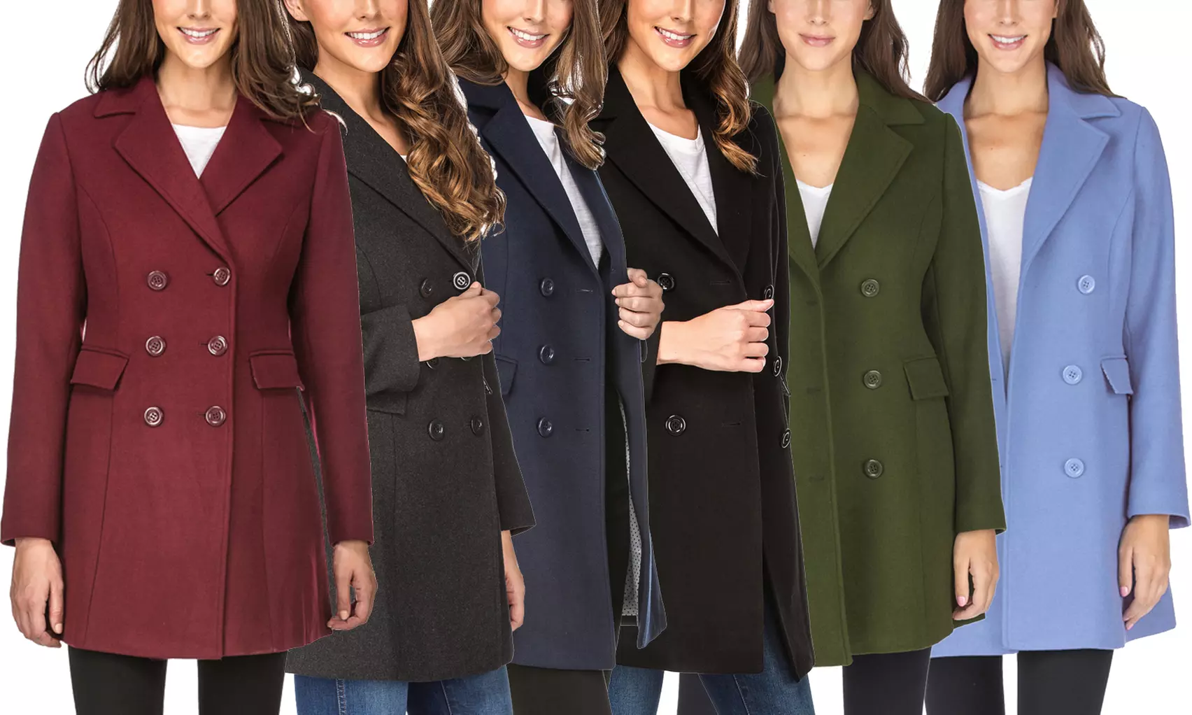 Haute Edition Women's Double Breasted Wool Blend Coats. Plus Sizes Available. - Primary Image