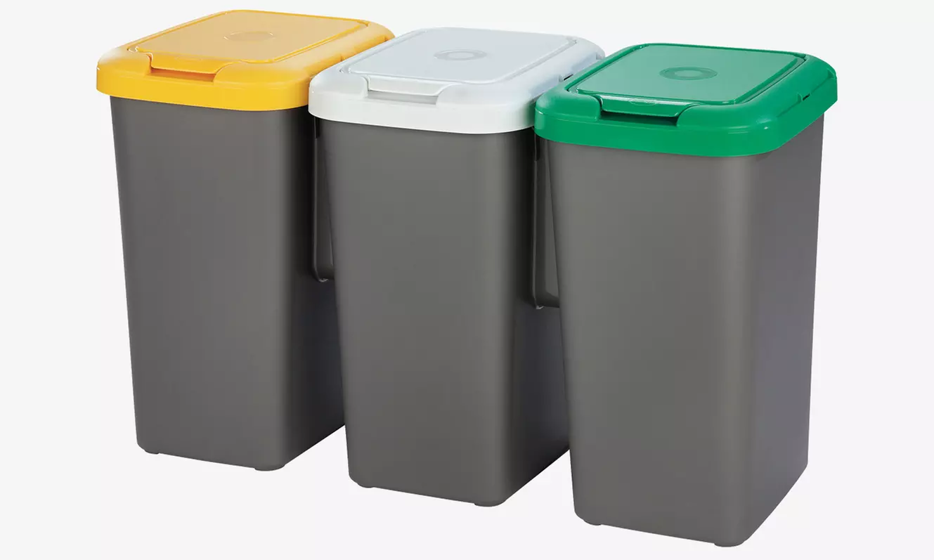 Corbeille pratique à 3 bacs de 25 litres chacune - Primary Image