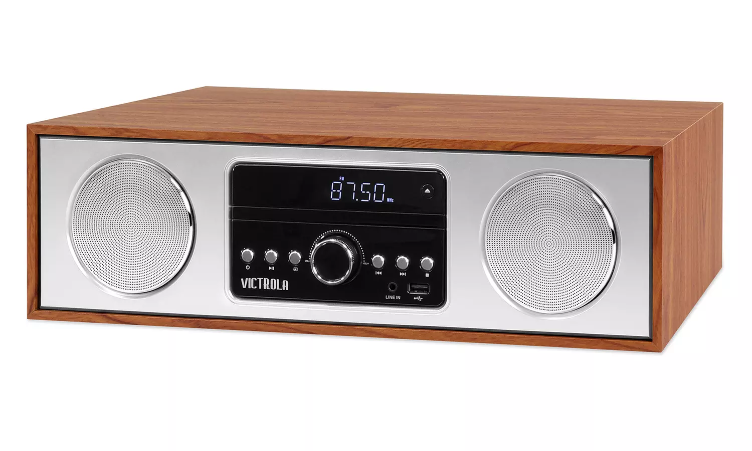 Victrola VS-120-MPL 30 Watt Wooden Wireless Bluetooth Microsystem Speaker with CD, USB, and Radio - Primary Image