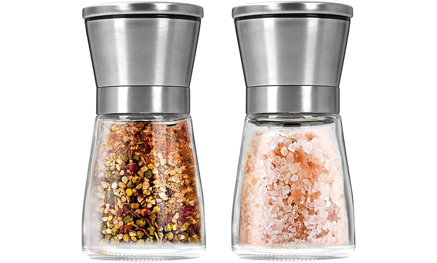 Image 1: One or Two Glass Salt Pepper Mills