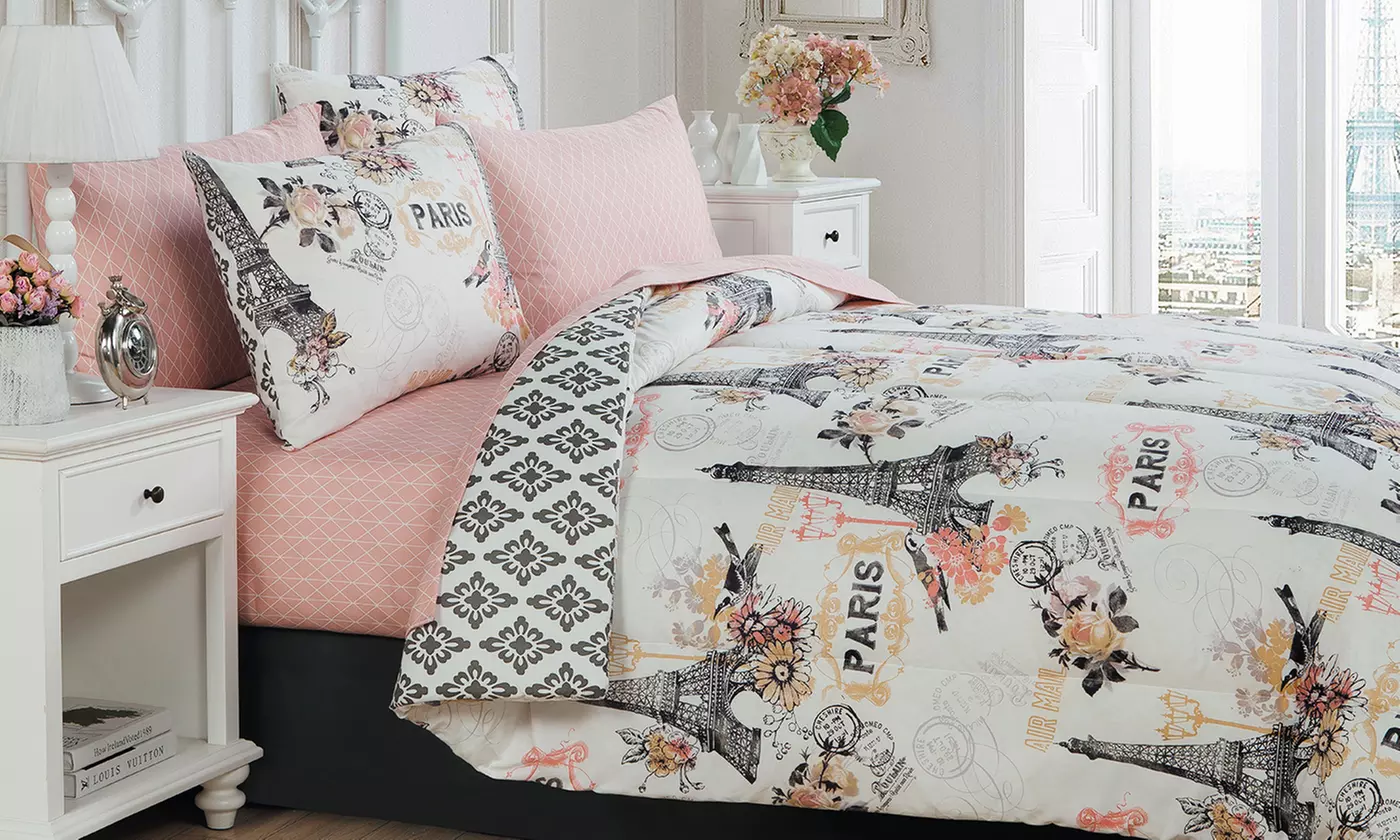Cherie Bed-in-a-Bag Set (6- or 8-Piece) or Printed Quilt Set (5-Piece) - Primary Image