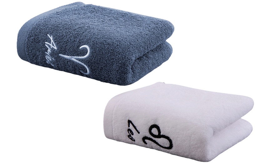 Image 33: One or Two Star Sign Embroidered Towels