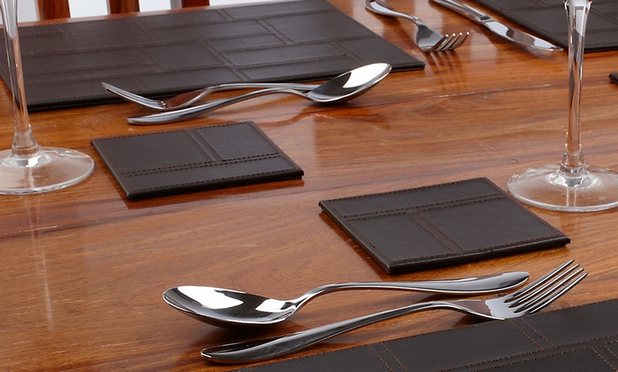 Image 4: Faux Leather Placemats or Coasters