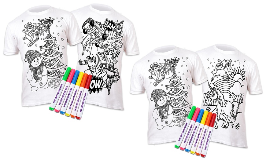 Image 2: Colour-in T-Shirts with Pens