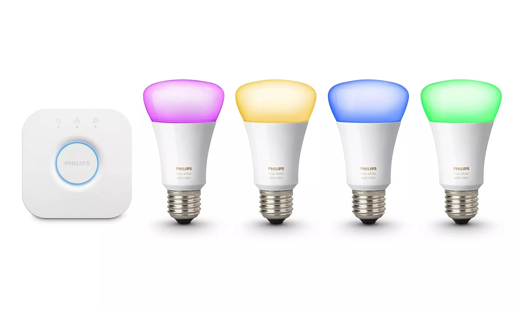 Philips Hue White/Color 4-Bulb A19 Gen 3 Smart Starter Kit with Bridge (Certified Refurbished) - Primary Image